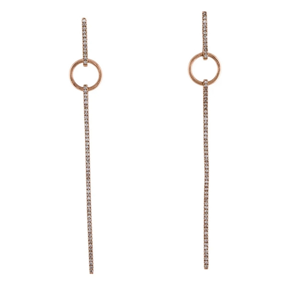 ✨️Krysia Renau 14k Rose Gold Modern Diamond Drop Earrings